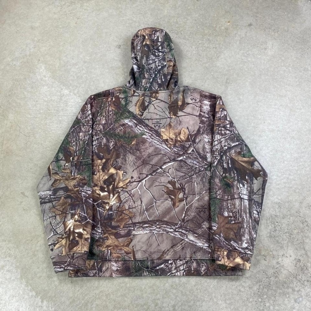 Vintage Bushmaster Real‎ Tree Camo Sweatshirt Size Large Brown Hoodie Outdoor - Picture 3 of 4